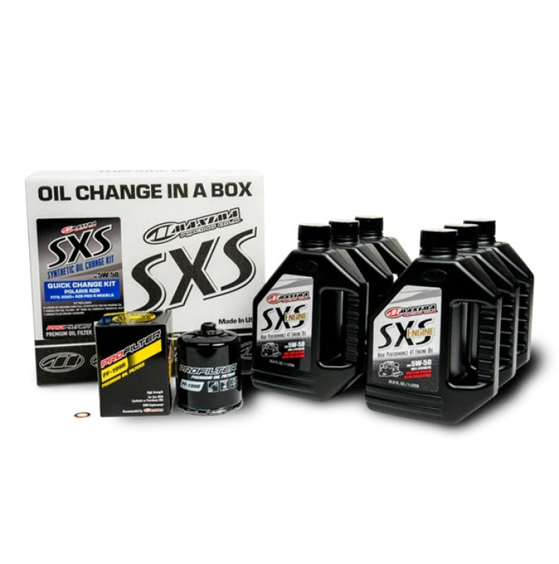 Maxima SXS Polaris RZR Pro R Quick Change Kit w/Full Synthetic 5W50 Engine Oil/Filter/Hardware