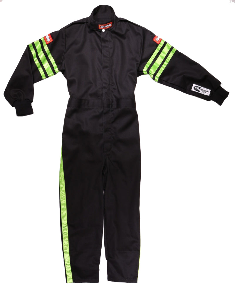 RaceQuip Green Trim SFI-1 JR. Suit - Kids XSM