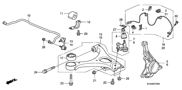Honda - 06-11 Civic Front Left Side Sway Stabilizer Bar Link