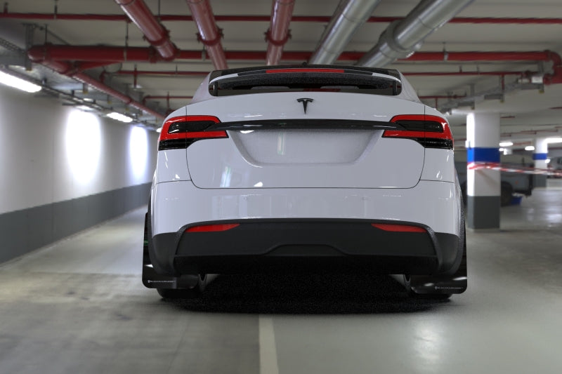 Rally Armor 22-26 Tesla Model X Black UR Mud Flap w/White Logo