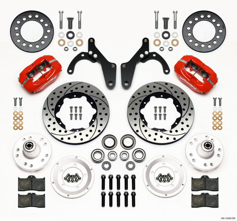 Wilwood Forged Dynalite Front Kit 11.00in Drill-Red 59-64 Chevy Impala / 63-64 Corvette