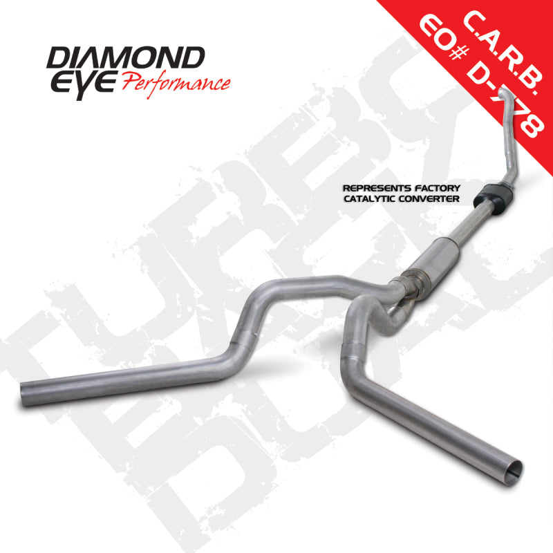 Diamond Eye KIT 4in Turbo Back DUAL AL: 94-97 FORD 7.3L F250/F350 PWRSTROKE NFS W/ CARB EQUIV STDS