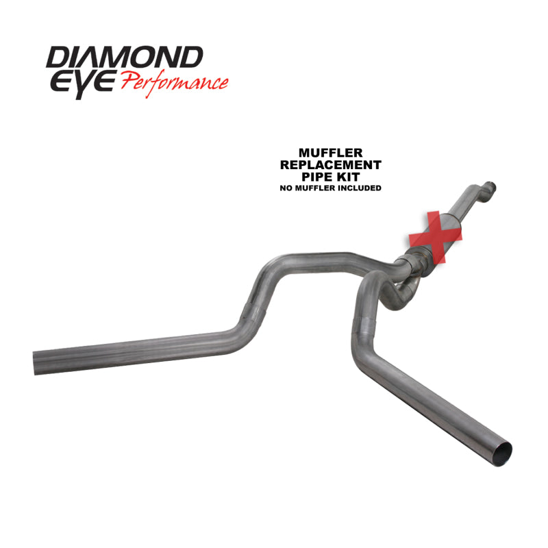 Diamond Eye KIT 4in Catback MFLR RPLCMENT PIPE DUAL SS: 03-07 FORD 6.0L F250/F350
