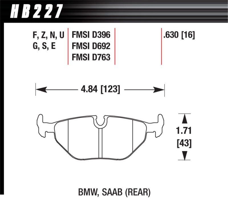 Hawk BMW 3/5/7 Series / M3 / Z3 / Z4 Race Blue 9012 Rear Brake Pads