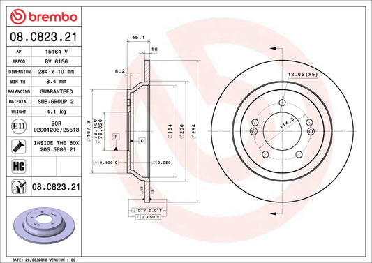 Brembo 20-22 Mercedes-Benz GLE350 Rear UV Coated Rotor