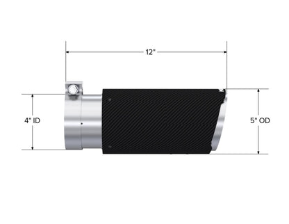 MBRP Universal Carbon Fiber Tip 4in ID/5in OD/12in L Dual Wall Angle Cut