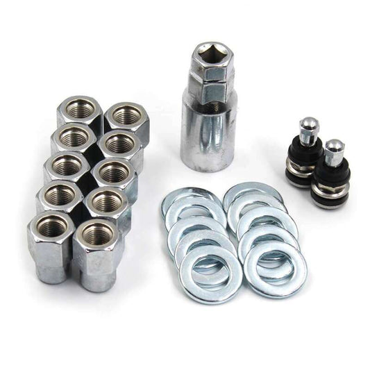 Race Star Pro Forged Open End Deluxe Lug Kit 12mm x 1.5mm Open .50in. Shank 13/16in Head - Set of 10