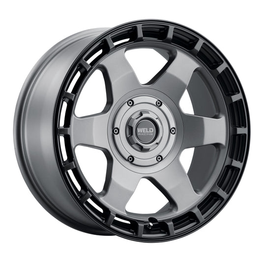 Weld Off-Road Ridge 20x9 - 8x180 BP - ET0 - 124.3mm CB - Satin Gunmetal Wheel (Black Ring)