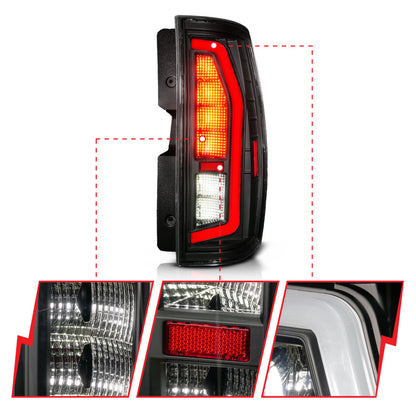 Anzo 07-14 Chevrolet Suburban / 07-14 GMC Yukon Black Full LED Tail Light Plank Style w/ Clear Lens