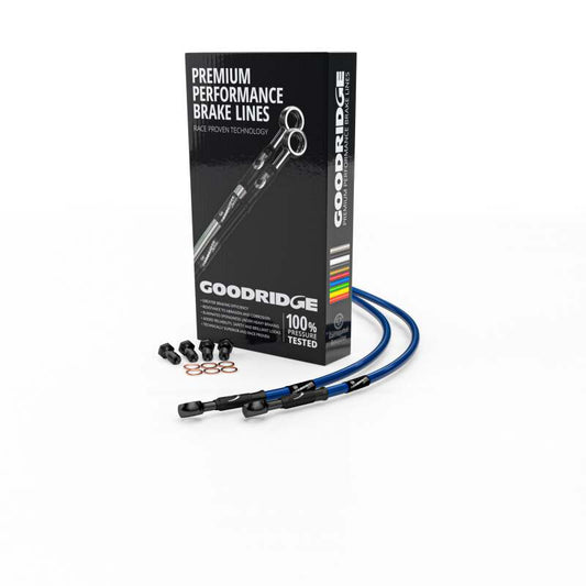 Goodridge 95-99 Suzuki DR350SES-SEX Electric Blue Rear SS Brake Lines w/Black Fittings