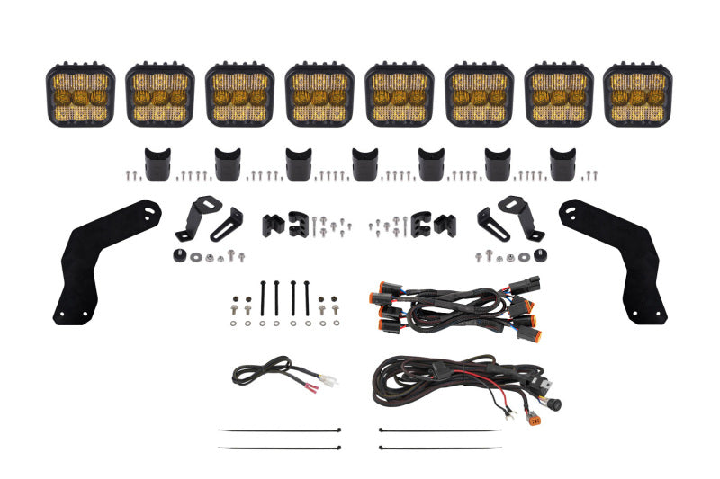 Diode Dynamics 17-24 Can-Am Maverick X3 SS5 Sport CrossLink Roof Lightbar Kit - Yellow Combo