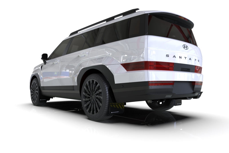 Rally Armor 24-26 Hyundai Santa Fe Black Mud Flap w/White Logo