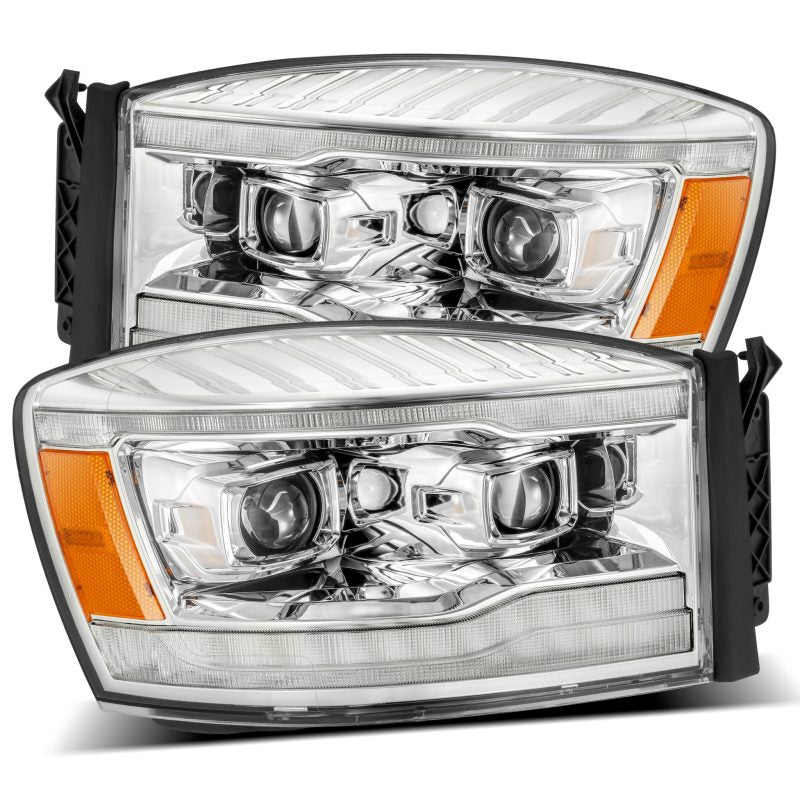 AlphaRex 06-08 Dodge Ram 1500HD LUXX LED Projector Headlights Plank Style Chrome w/Seq Signal/DRL