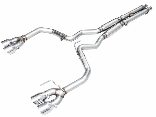 AWE 2024 Ford Mustang GT Fastback S650 RWD Track Edition Catback Exhaust w/ Quad Chrome Silver Tips