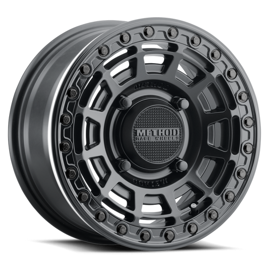 Method MR415 Beadlock 15x10 / 6+4/25mm Offset / 5x4.5 / 76 CB Matte Black Wheel - Gloss Black Ring