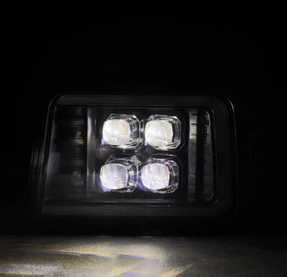 AlphaRex 92-96 Ford F-Series/Bronco NOVA-Series LED Proj Headlight Bk w/Actv Light SeqSig & SBDRL