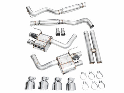 AWE 2024 Ford Mustang Dark Horse S650 RWD SwitchPath Catback Exhaust w/ Quad Chrome Silver Tips