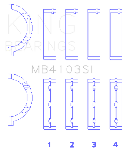 King Engine Bearings Chrysler 197 (Size +0.25mm) Main Bearing Set