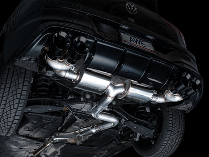 AWE MK8 Volkswagen Golf R 3in Touring Edition Quad Exhaust - Diamond Black Tips