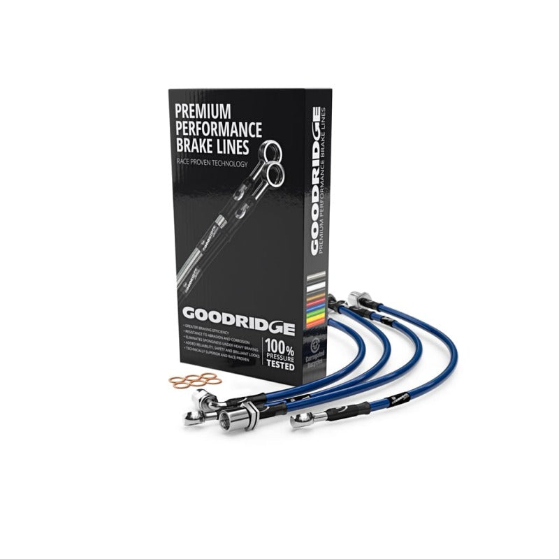 Goodridge 2008+ Subaru STI (w/Brembo Calipers) Stainless Steel Brake Lines - Electric Blue