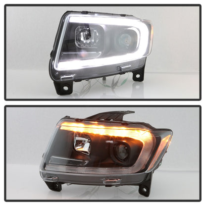 Spyder 11-13 Jeep Grand Cherokee (Xenon/HID Model Only) Light Bar Projector Headlights - Black