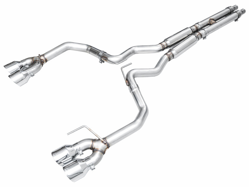 AWE 2024 Ford Mustang Dark Horse S650 RWD Track Edition Catback Exhaust w/ Quad Chrome Silver Tips