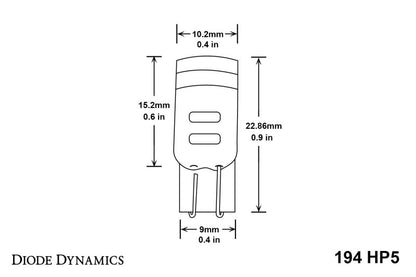 Diode Dynamics 194 LED Bulb HP5 LED Warm - White Set of 12