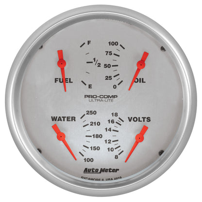 Autometer Ultra-Lite Quad Gauge 5in. 0 Ohm (E) - 90 Ohm (F) Electric