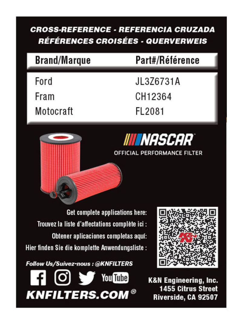 K&N Oil Filter OIL FILTER; AUTOMOTIVE