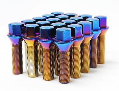 Wheel Mate Mevius Lug Bolt Set of 20 - Blue Neon 12x1.50 50mm Cone 60 DEG TAP