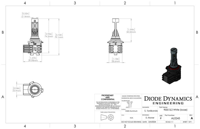 Diode Dynamics 9005/9011/H10 Yellow SL2 LED Bulb (one)