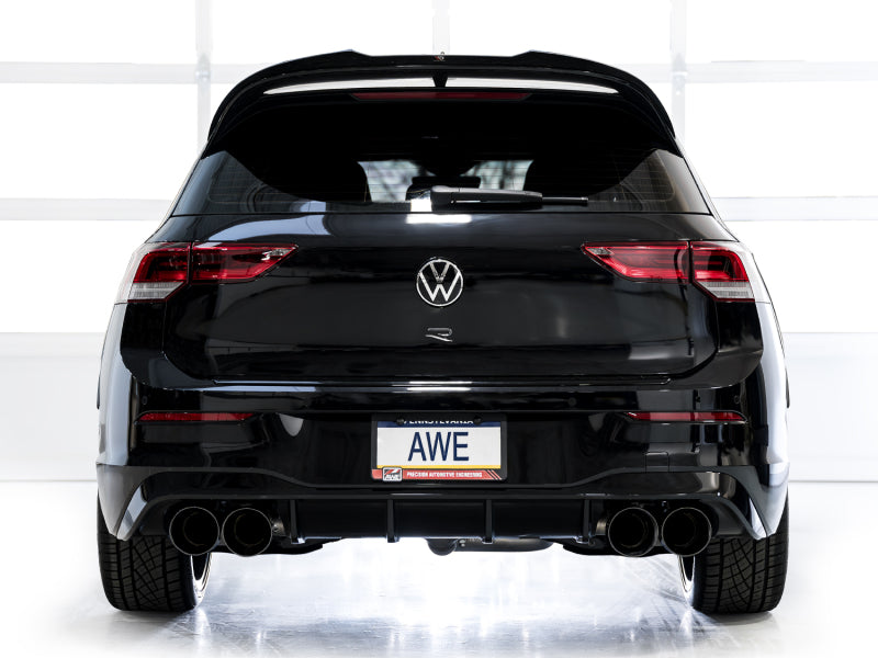 AWE MK8 Volkswagen Golf R 3in Touring Edition Quad Exhaust - Diamond Black Tips