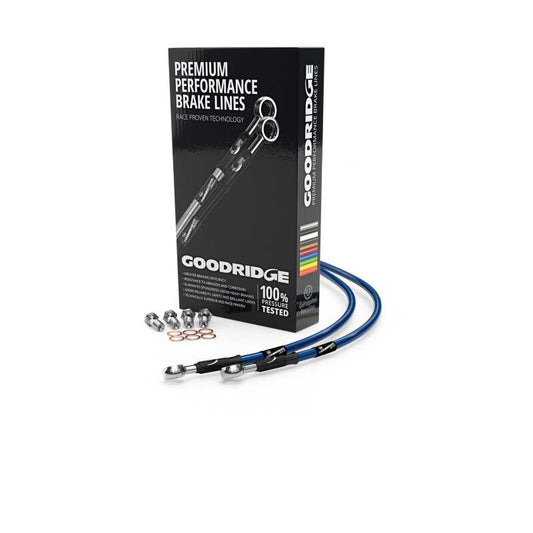 Goodridge 04-10 Triumph Speed III 1050 Electric Blue Rear SS Brake Lines