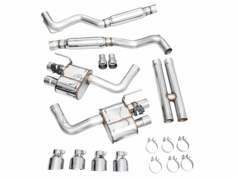 AWE 2024 Ford Mustang GT Fastback S650 RWD SwitchPath Catback Exhaust w/ Quad Chrome Silver Tips