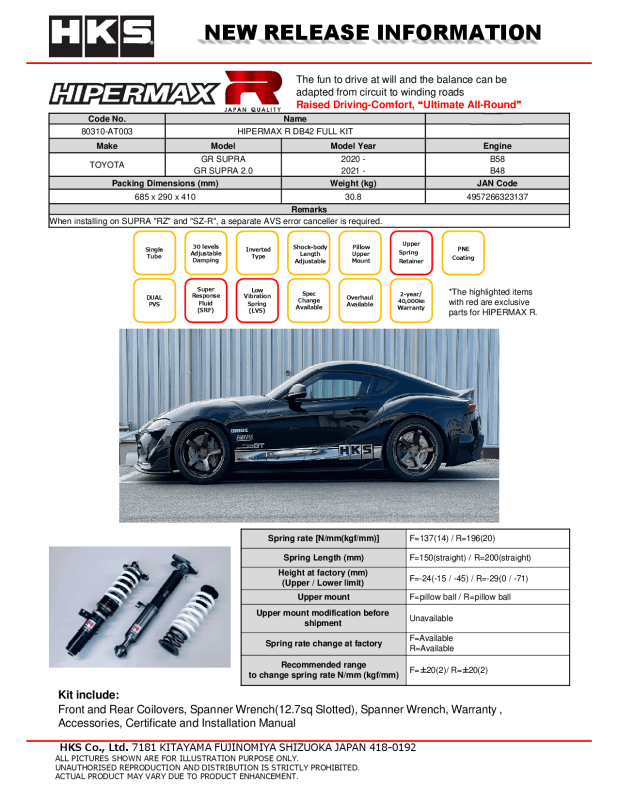 HKS Hipermax R DB42 Full Kit