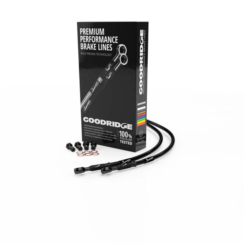 Goodridge 88-02 Yamaha XV535 Low Bar Black Front SS Brake Lines w/Black Fittings