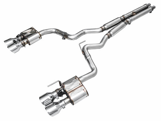 AWE 2024 Ford Mustang Dark Horse S650 RWD SwitchPath Catback Exhaust w/ Quad Chrome Silver Tips