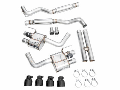 AWE 2024 Ford Mustang GT Fastback S650 RWD SwitchPath Catback Exhaust w/ Quad Diamond Black Tips