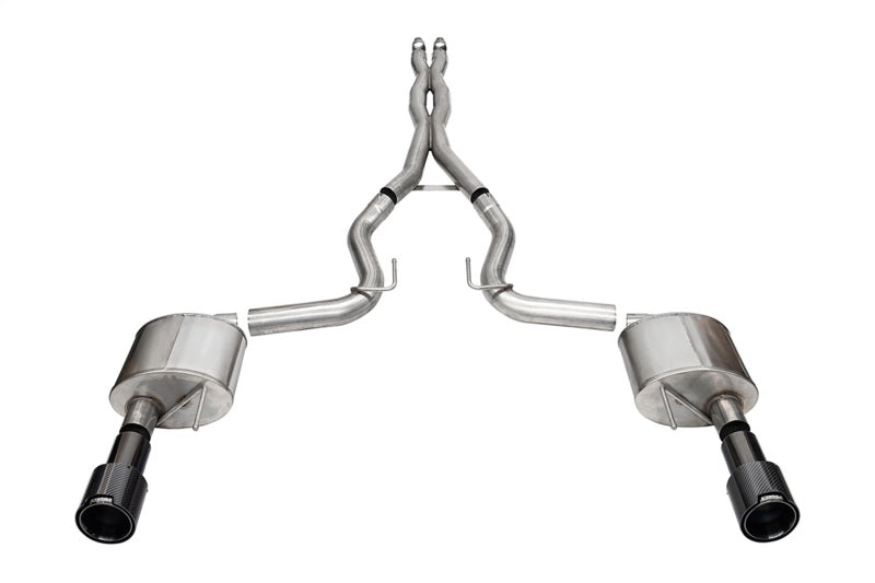 Corsa 2024+ Ford Mustang GT 5.0L V8 Xtreme 4.5 Cat-Back Duel Rear w/ 4.5 In Carbon Fiber Tips