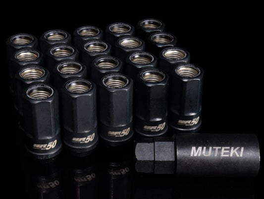 Wheel Mate Muteki HR50 Open End Lug Nuts - Black w/ Black Ring 14x1.50