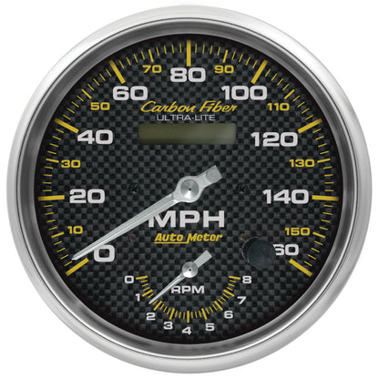 AutoMeter 160mph & 8k RPM Electric Program 5in. Carbon Fiber Gauge Tach/Speedo