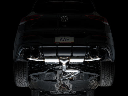 AWE MK8 Volkswagen Golf R 3in Touring Edition Quad Exhaust - Diamond Black Tips