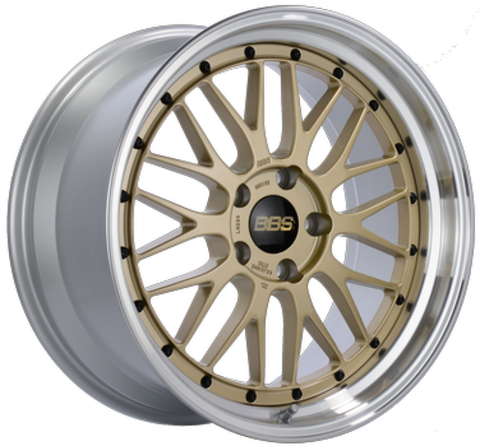 BBS LM 19x10 5x114.3 ET40 PFS Gold Center Diamond Cut Lip Wheel - 82mm PFS/Clip Required
