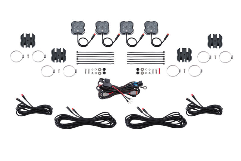 Diode Dynamics Stage Series SXS Rock Light Installer Kit RGBW M8 (4-pack)