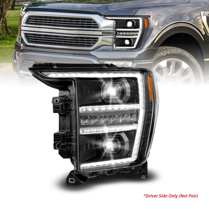 Anzo 21-23 Ford F150 LED Projector Headlight w/Switchback+Sequential - Black (Driver Side Only)