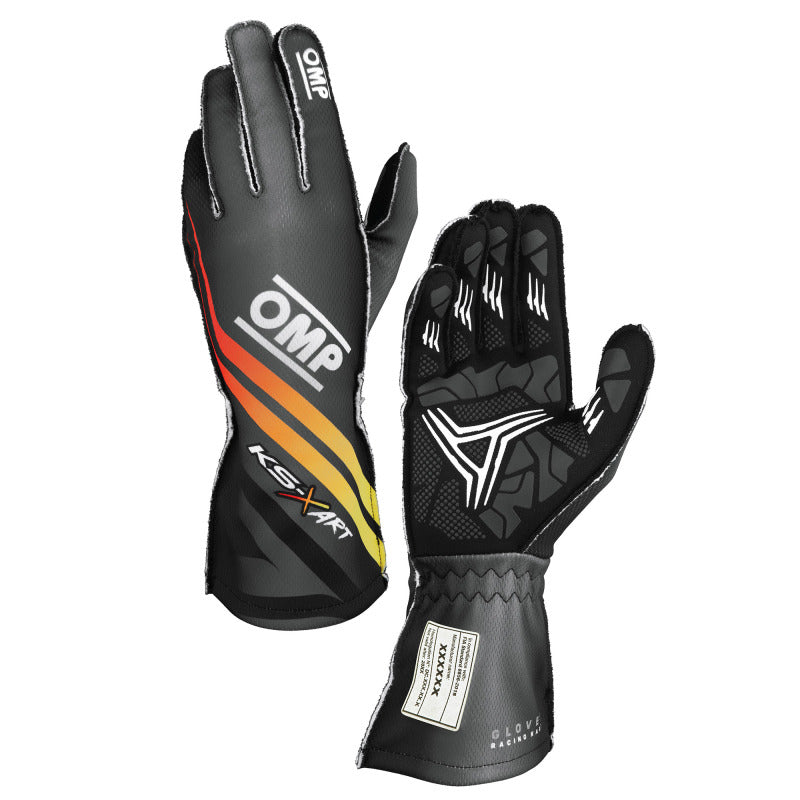 OMP KS-X ART GLOVES my2025 FIA 8877-2022 BLACK/YELLOW/RED SZ 5 (KIDS)