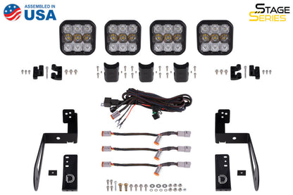 Diode Dynamics Jeep JK SS5 4-Pod CrossLink Grille Lightbar Kit Sport - Yellow Combo