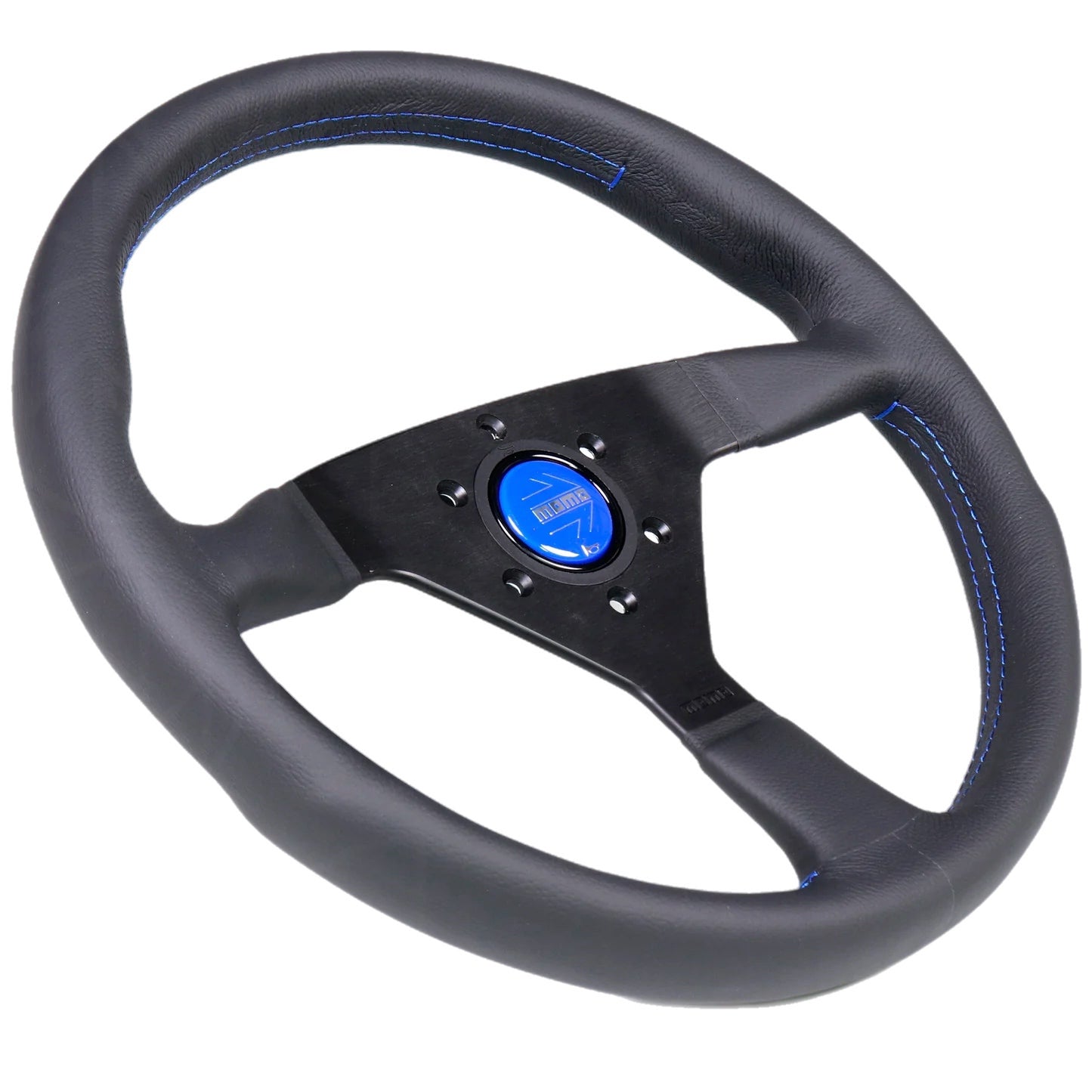 Momo Montecarlo Steering Wheel 350 mm - Black Leather/Blue Stitch/Black Spokes