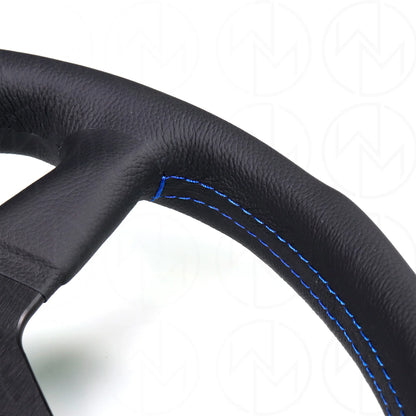 Momo Montecarlo Steering Wheel 350 mm - Black Leather/Blue Stitch/Black Spokes