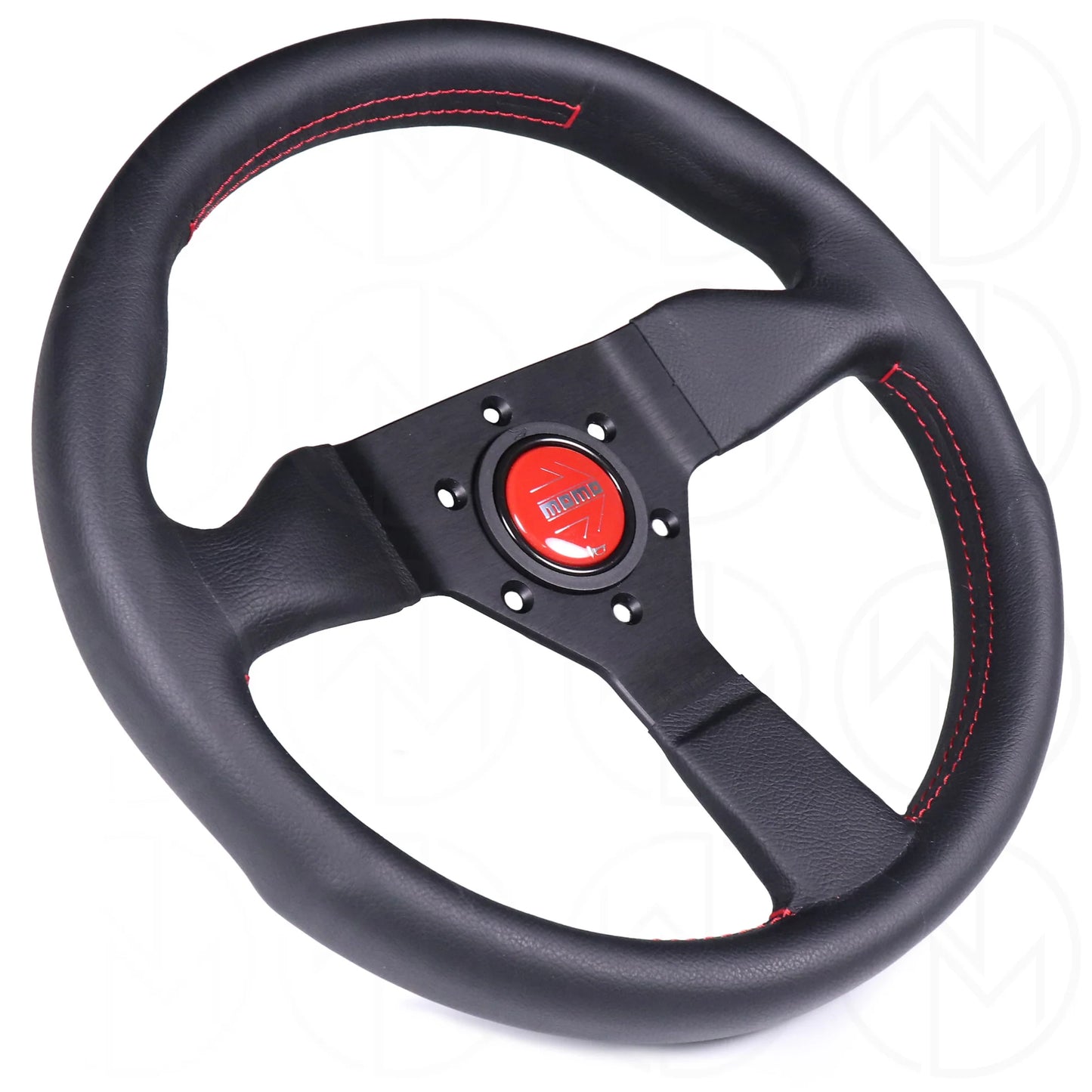 Momo Montecarlo Steering Wheel 350 mm - Black Leather/Red Stitch/Black Spokes